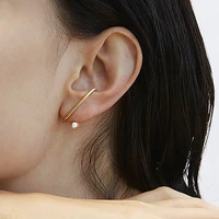 zn new fashion simple geometric curved metal linear earrings minimalist imitation pearl earrings for women girl party jewelry