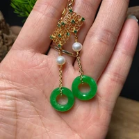 natural emerald pearl 14k gold earrings green emerald women 925 sterling silver earrings