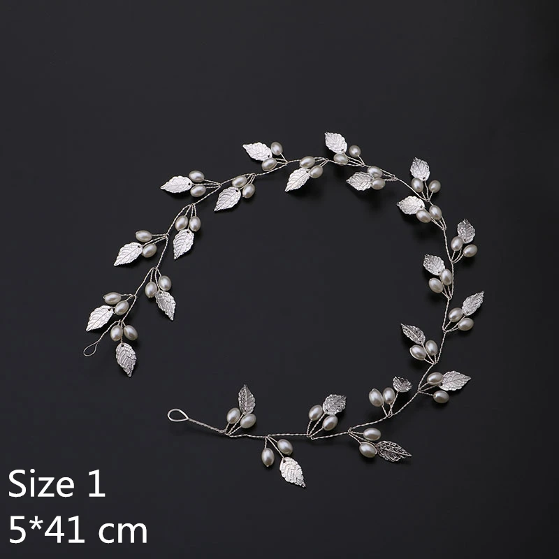 Style 1 FORSEVEN золотые Серебристые повязки ювелирные изделия для волос жемчуг кристалл лист невесты диадемы головной убор Свадебные аксессуары для волос подарок JL - Окраска металла: Style 1