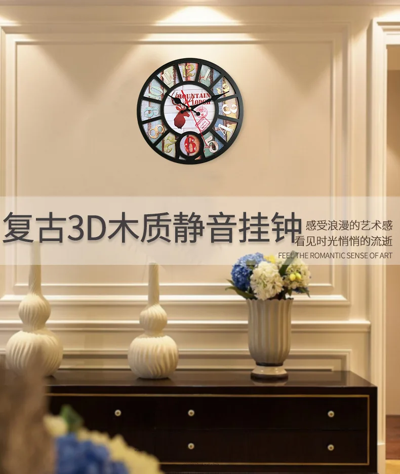 Деревянные винтажные настенные часы в стиле индастриал для гостиной домашние