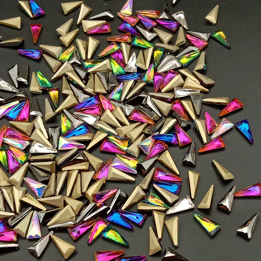 Треугольные 3D Стразы для ногтей 10 шт. блестки кристаллы Pixie AB стеклянные камни