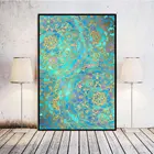 Сапфировое и Нефритовое витражное стекло мандалы холст печать на стене современное искусство на стене растягивающаяся галерея холст печать