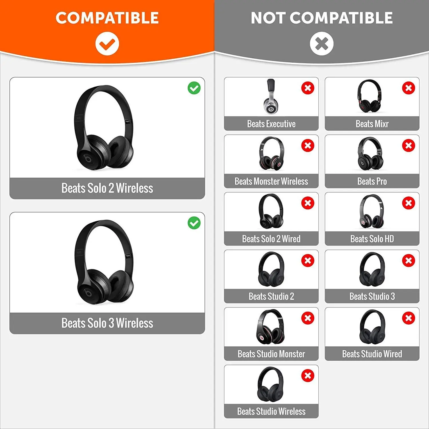 Замена Premium Beats Solo 2 Earpad - Легко устанавливаемые подушки для наушников & 3 Wireless ON-EAR.
