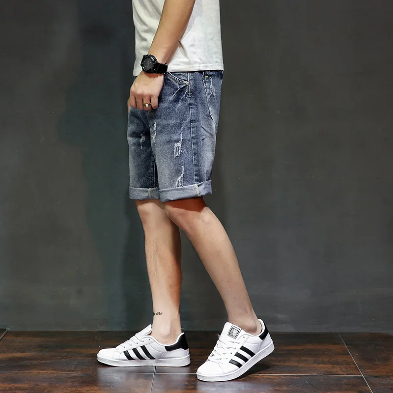 

SHAN BAO Men's Straight Loose Cotton Denim Shorts 2021 Summer Classic Style Large Size Youth Brand Clothing Casual Jeans