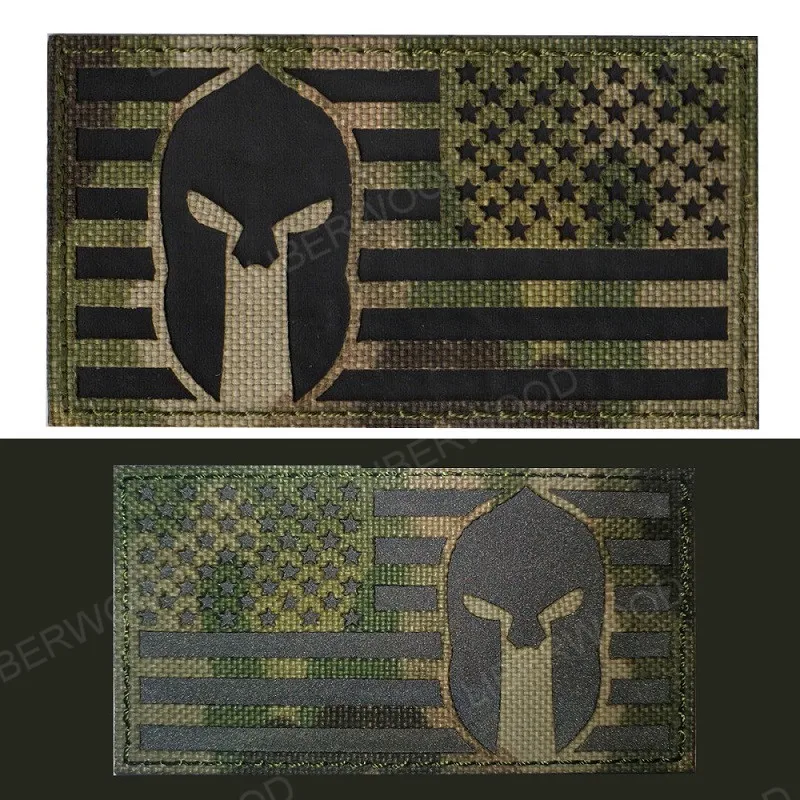 camo Reflective Светоотражающий инфракрасный IR Флаг США Спартанский шлем Molon Labe нашивка с надписью Американская гордость женская кожаная куртка для Шапка тактическая куртка шляпа - Цвет: camo Reflective