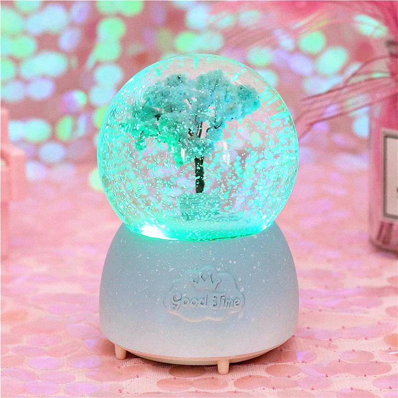 

Crystal Ball Cute LED Lamp Spin Music Box deer Snowing snowflake Christmas birthday Gift Home Decoration Accessories Ornaments