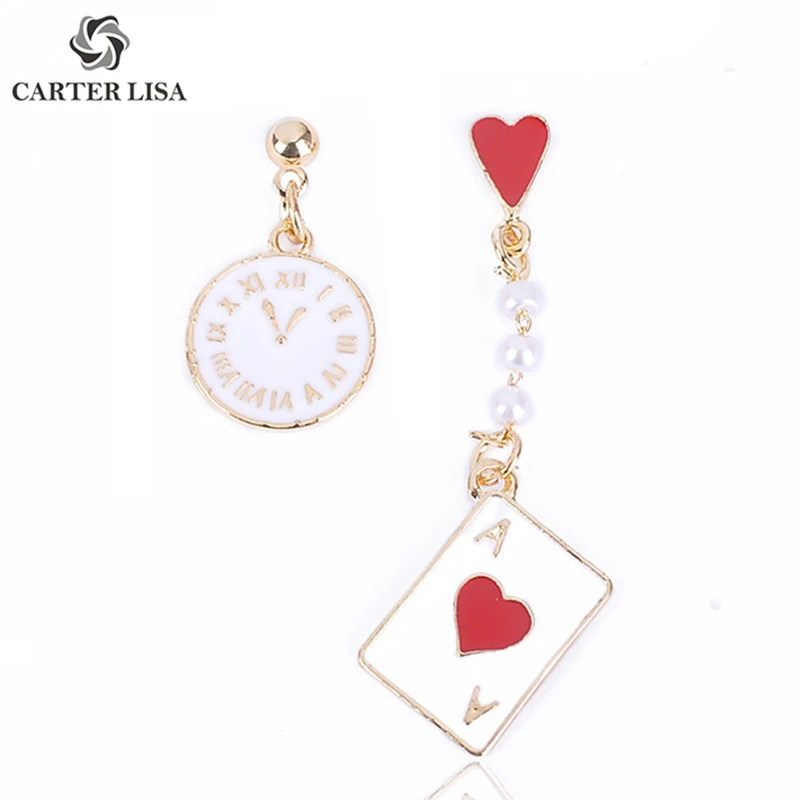 Женские асимметричные серьги-капли CARTER LISA уникальные игральные часы для карт