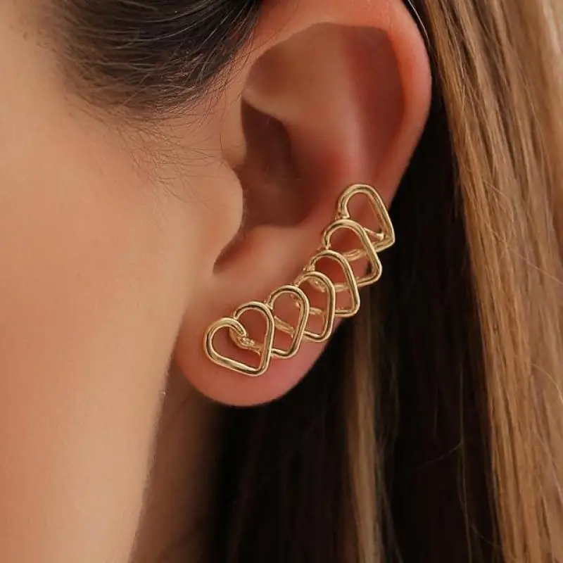 

New Heart Earrings With Ear Clip Multiple Heart-shaped Stud Earrings For Women Earing Jewelry Earings Single Earring CF2335