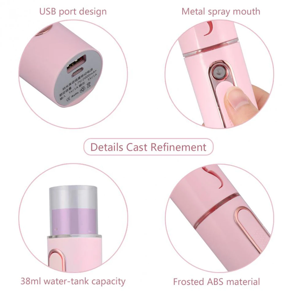

Wakeforyou Mini Portable Nano Mist Sprayer Facial Body Steamer Moisturizing Skin Care Mini USB Face Spray Beauty Instruments