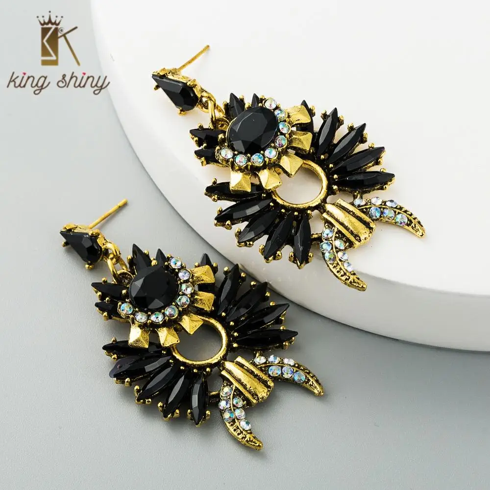 

2020 новый дизайн, корейские Эффектные серьги для женщин, высококачественные Винтажные серьги-подвески в виде звезд и Луны из смолы и стразы д...