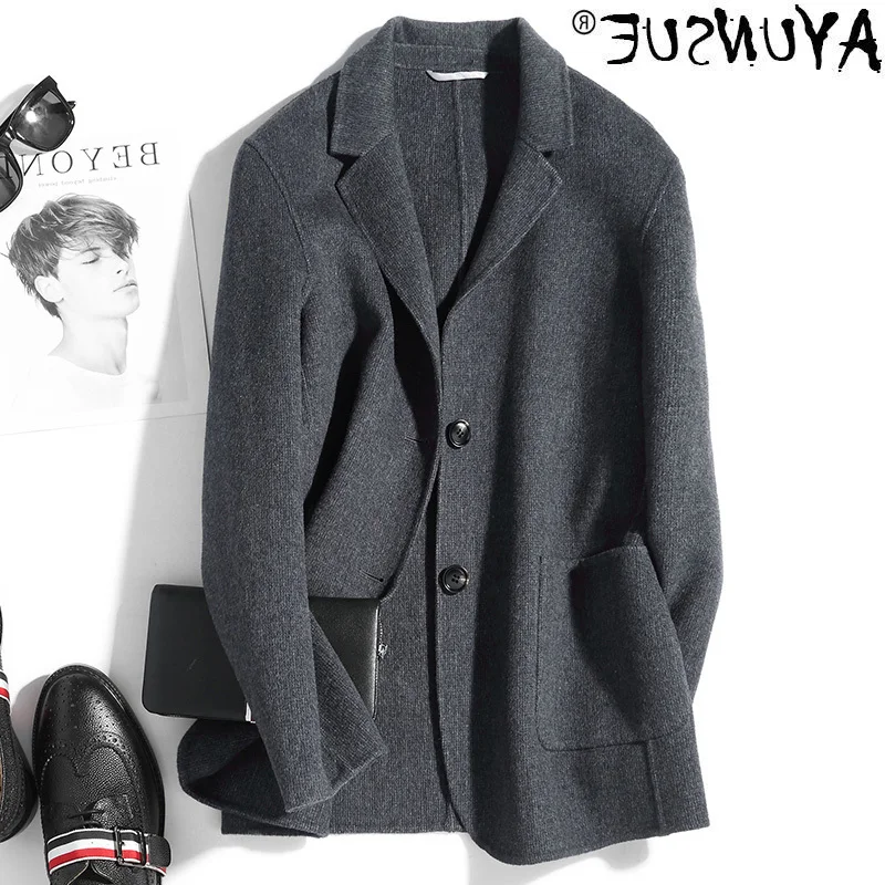 

Wool ayunnrue - men's double-sided jacket, Korean jacket, jacket and jacket, grey, d-12-00919-3, kj3013,