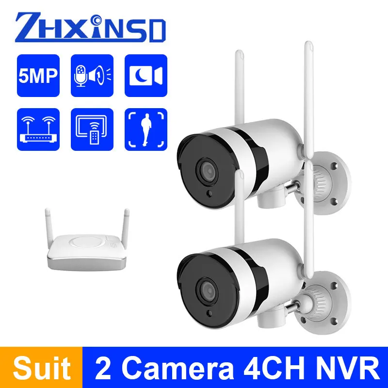 

5MP Pan & Tilt CCTV Video Camera Kit 1920P Security Camera Set Wifi Mini NVR Outdoor Wireless Surveillance Camera System