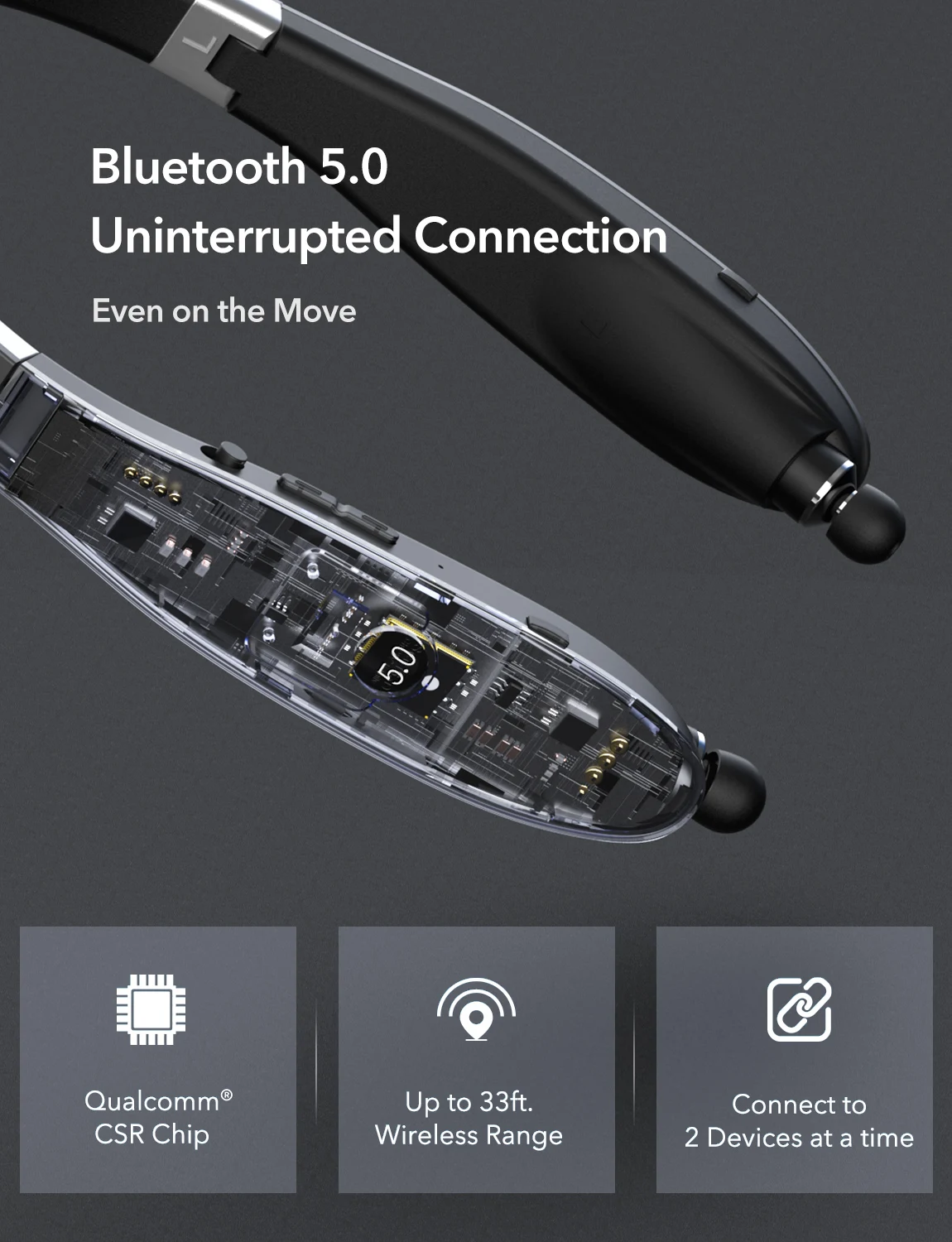 MPOW Wings складные Bluetooth 5 0 наушники Беспроводная гарнитура с шейным ремешком