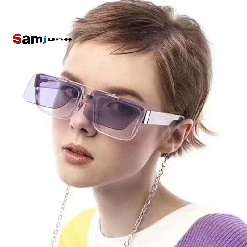 

Samjune 2020 модные квадратные двухслойные солнцезащитные очки, раскладушка, популярные брендовые дизайнерские солнцезащитные очки Oculos De Sol