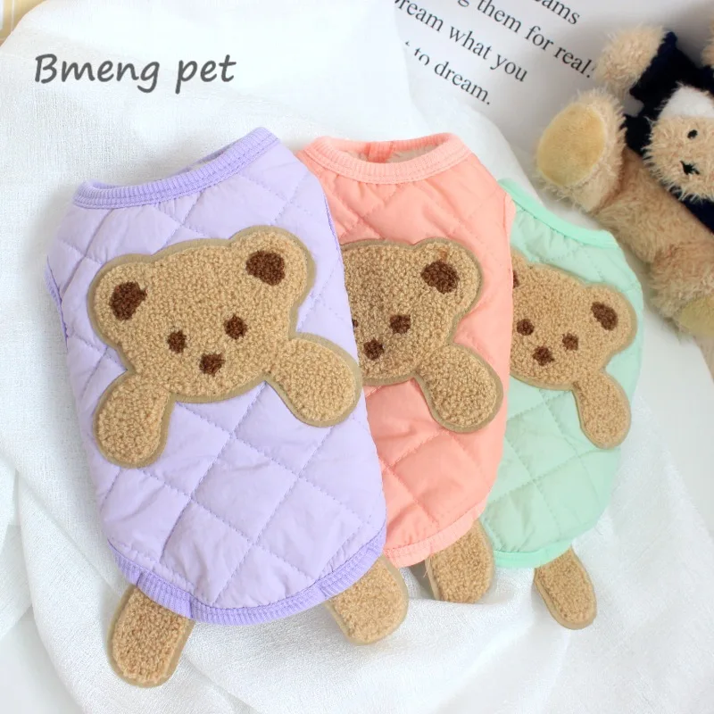 

Dog Winter Plush Velvet Clothes Pet Warm Padded Vest Suit for Small Dogs Chhihuahua Teddy Bear Print Cat Coat York Autumn Jacket