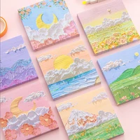 80 sheets cartoon oil painting view memo pad posted it sticky notes planner sticker notepad school supplies kawaii stationery