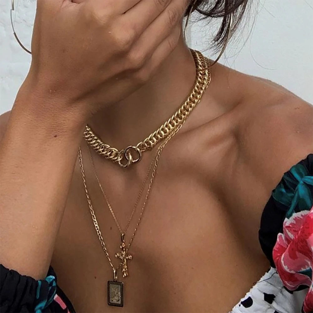 Двойная круглая подвеска в виде креста с Иисусом колье чокер аксессуары амулет