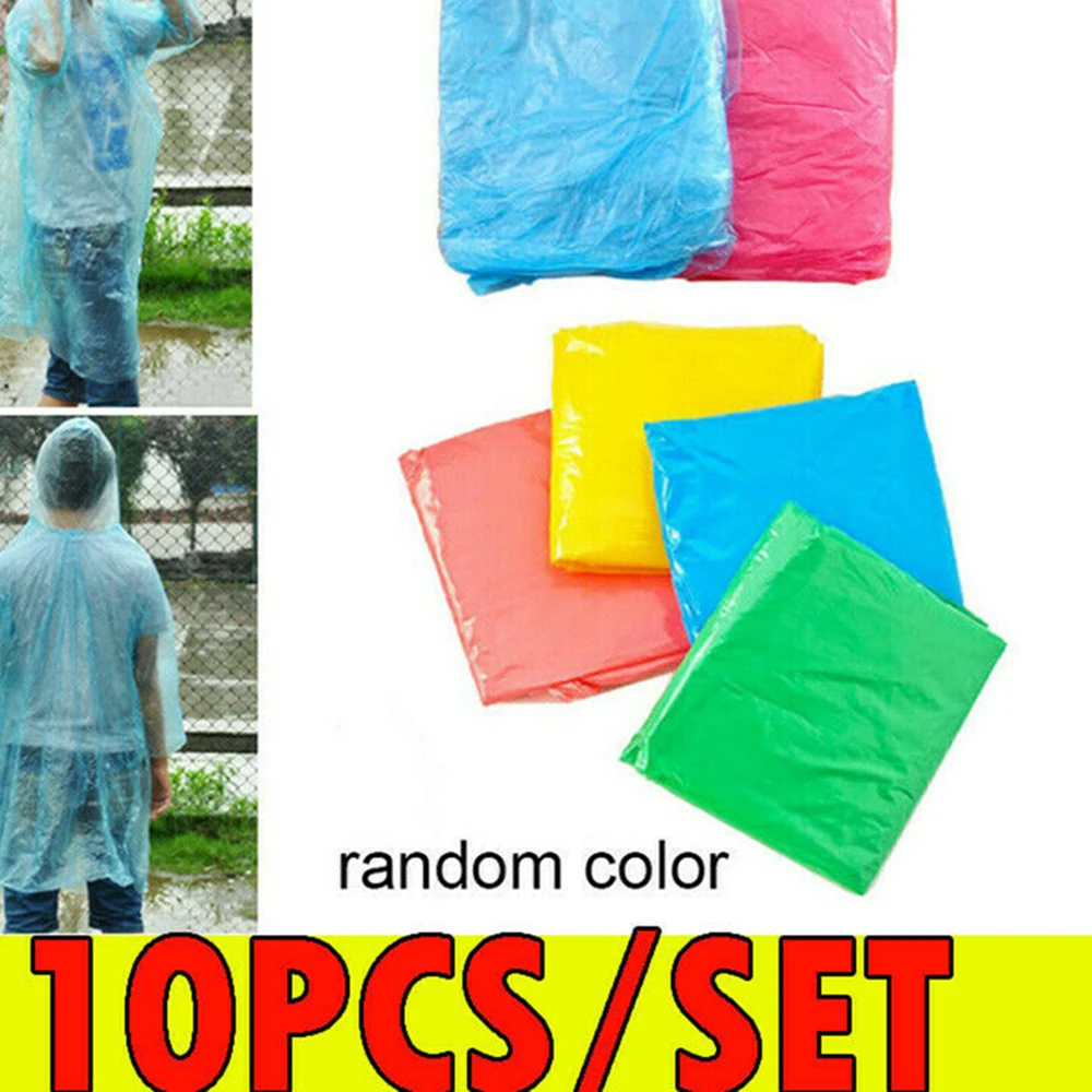 Одноразовый дождевик унисекс для взрослых 5/10 шт. непромокаемое пончо с капюшоном