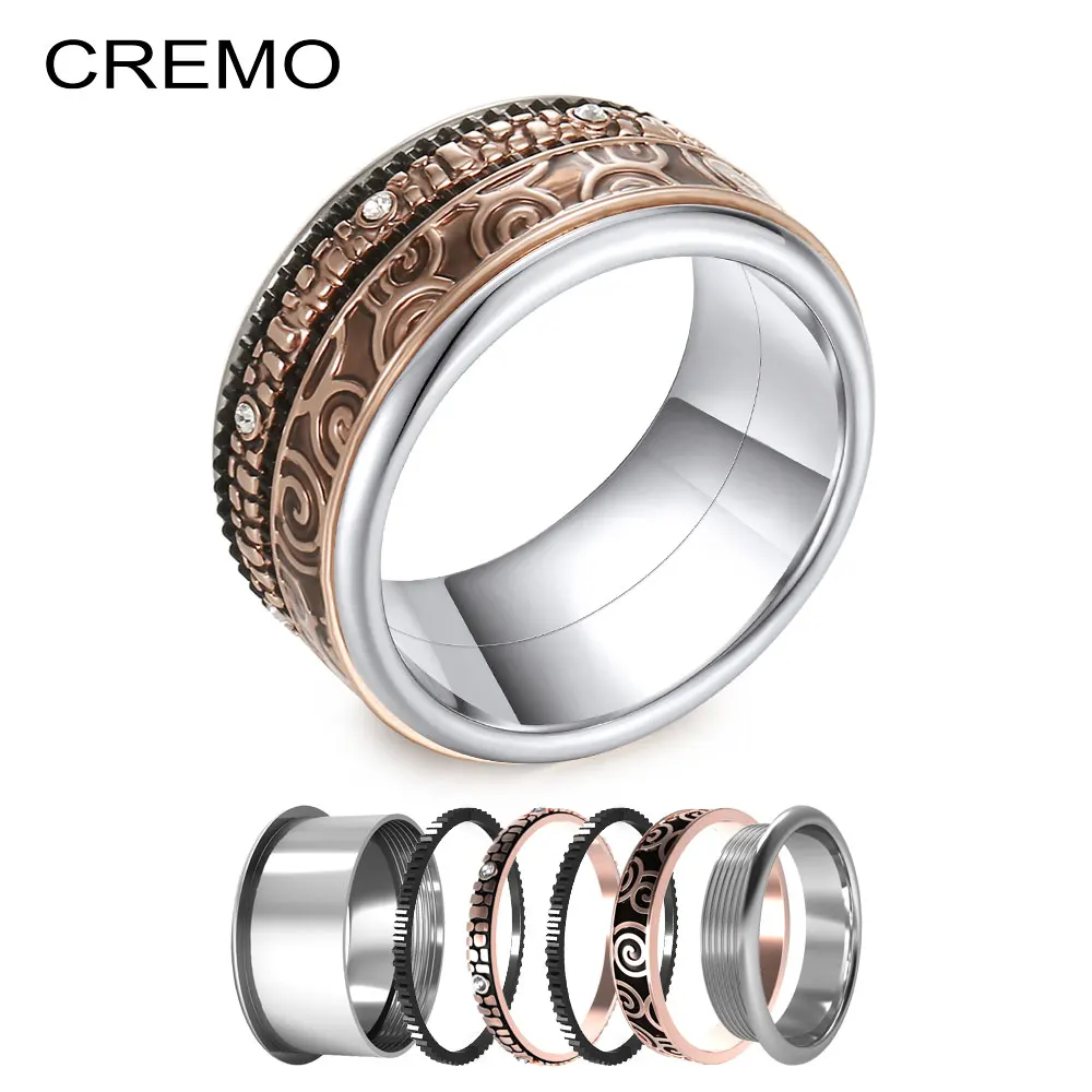 Комплект женских колец из титана и нержавеющей стали в коробке|Кольца| |