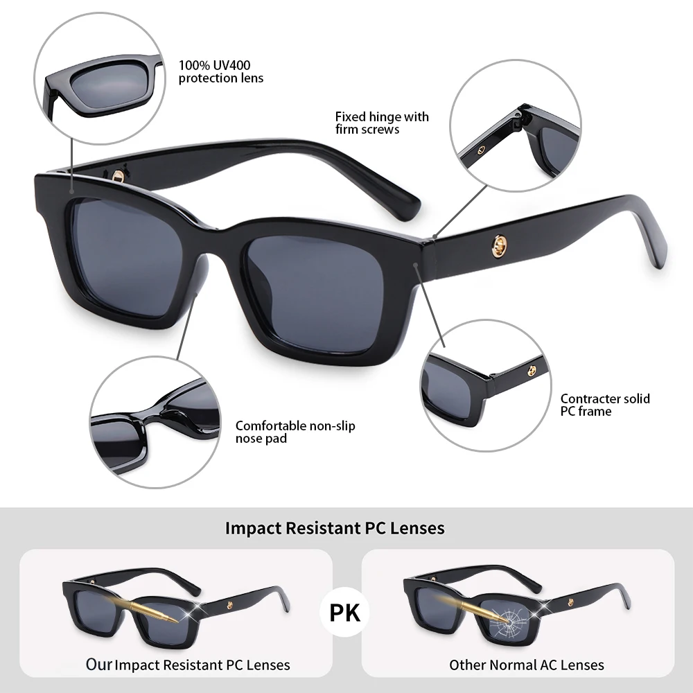 

New UV400 Protection Eyeglasses Rectangle Sunglasses For Women Retro Driving Glasses Vintage Fashion Narrow Square Frame Goggles