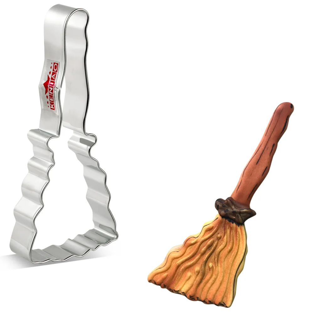 

KENIAO Halloween Witch's Broom Cookie Cutter - 4.6 x 12 cm - Biscuit Fondant Sandwich Bread Cutters - Stainless Steel
