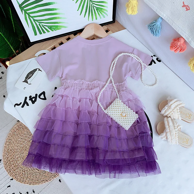 

Children Dresses Newborn Kid Baby Girls Party Pageant Cake Ruffle Layered Dress Ruffles Solid Cotton Summer 2-7Y