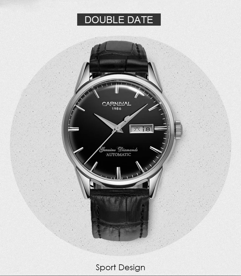 Karneval Mechanische Uhren Mode Automatische Uhr myanner 30 м вассердихт Herren Uhr винтажный Lederband Armbanduhr kol saati