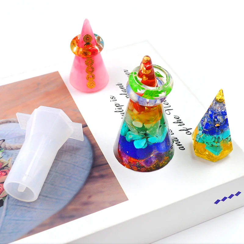 Ring Holder Water Drop Molds Silicone Crafts Cone Molde Silicona Stereoscopic Tower Para Resina Epoxi Diamond Pendant Jewelry