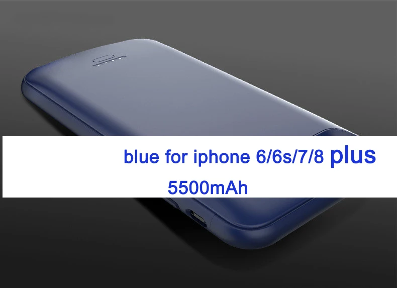blue 5500 5.5inch Аккумулятор Чехол для Iphone 6 6s 7 8 4000/5500mah зарядное устройство для Iphone 6 6s 7 8 Plus тонкий внешний пакет резервного копирования Чехол - Цвет: blue 5500 5.5inch
