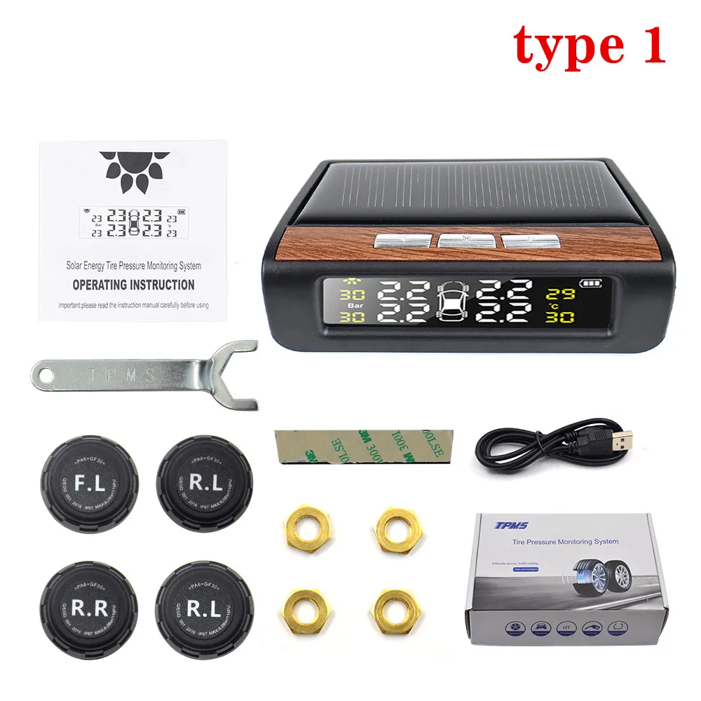 Датчик давления в шинах tpms на солнечной батарее USB датчик с ЖК дисплеем внешний