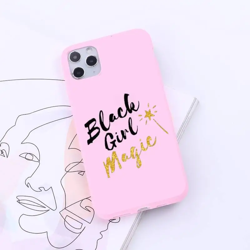 

2bunz Melanin Poppin black girl Phone Case Candy Color for iPhone 6 7 8 11 12 s mini pro X XS XR MAX Plus