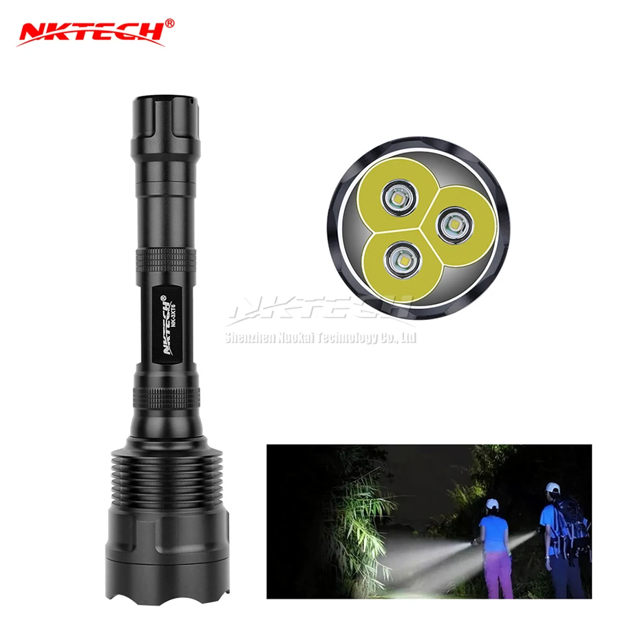 

NKTECH NK-3XT6 XML-T6 LED Flashlight 3x Bulb 3800 Lumens 5-Modes Torch Super Bright Lamp For Outdoor Hiking Camping Bike Riding