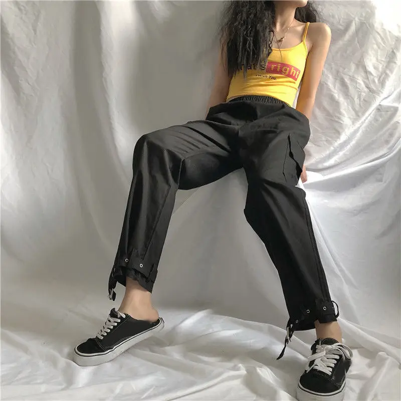 2019 женские штаны карго Повседневное хлопковая эластичная талия брюки уличная
