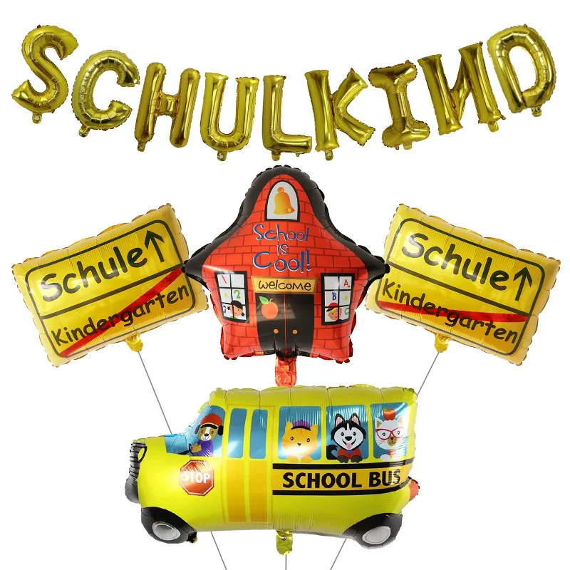 1 комплект 16-дюймовые золотые буквы школьный автобус школьные шары из фольги для