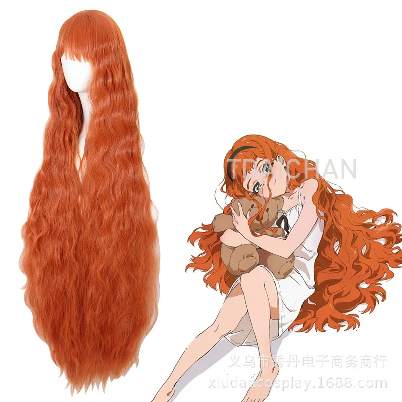 

Wonder Egg Priority Cosplay Frill Costume Women Long Orange Wig Anime Cosplay Headgear Props Headgear Props 120cm