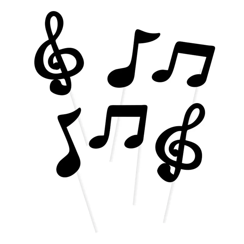 6 шт./компл. черные золотые музыкальные нотки торты Топпер с героями мультфильмов