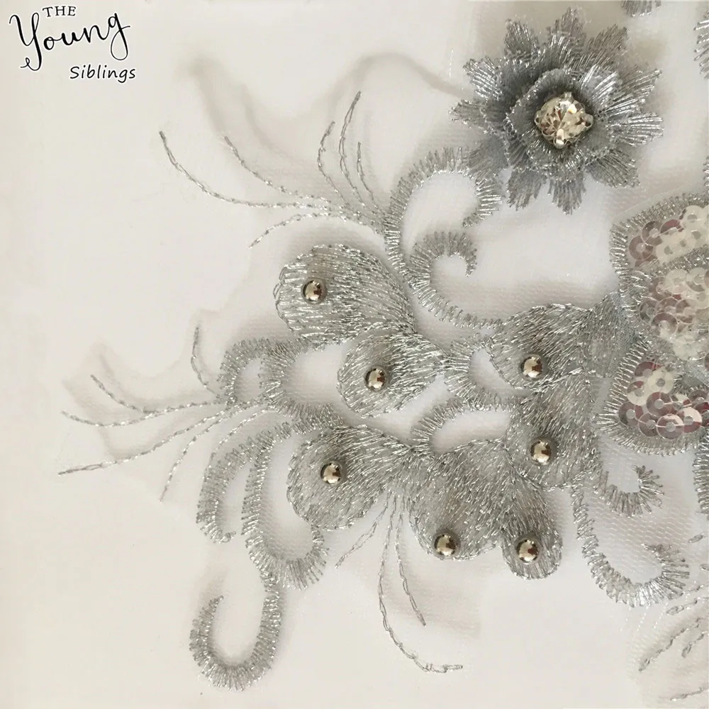 Кружевной воротник ABS жемчужная вышивка тюль 3D цветы кружевной отделка стразами