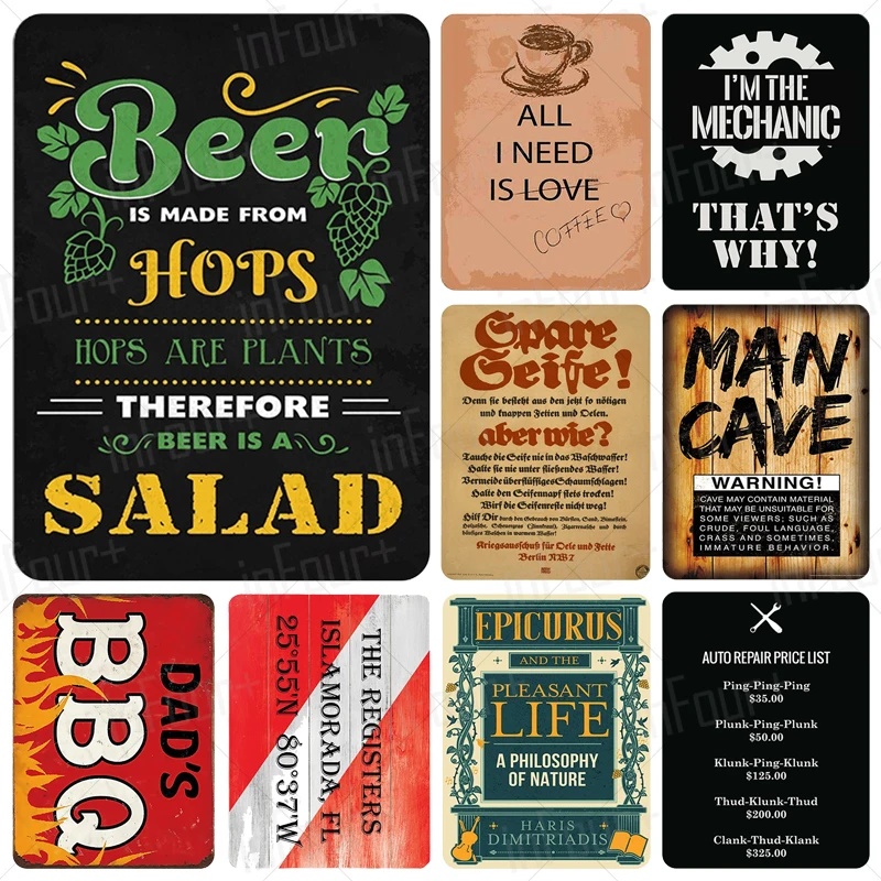 

Diet And Life Instruction Metal Sign Plaque Metal Vintage Pub Tin Sign Wall Decor for Bar Club Decorative Plates