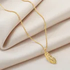 бижутерия для женщин 2021 цепь на шею женская Женское ожерелье с подвеской MEYRROYU, ожерелье из нержавеющей стали с перьями, золотистая цепочка, 2021