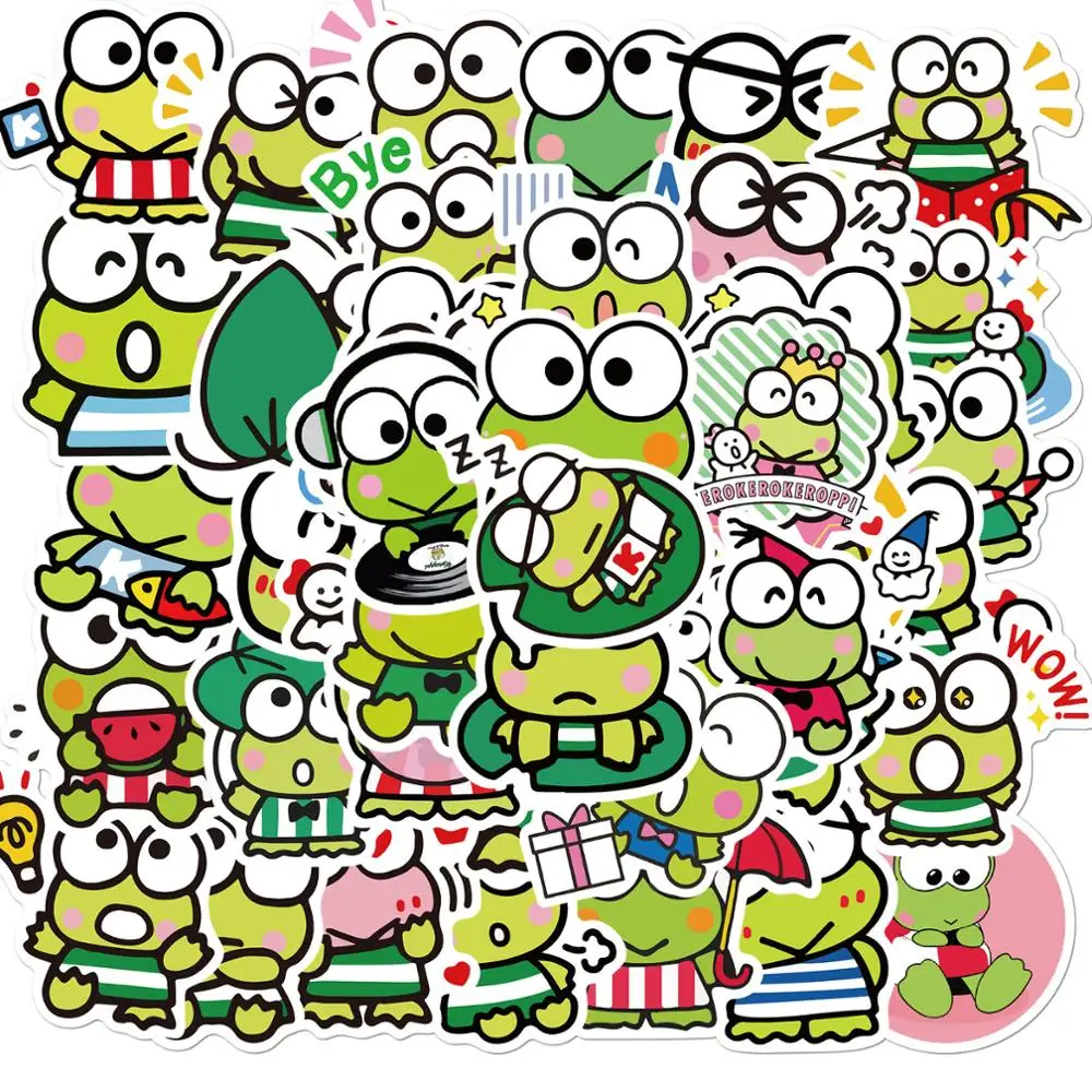 Mini pegatinas de Kero Keroppi con dibujos animados para ni&ntilde;os, Mini pegatinas de diario para &aacute;lbum de recortes DIY, papeler&iacute;a, funda de tel&eacute;fono port&aacute;til, calcoman&iacute;as de Anime, 50 Uds.-0