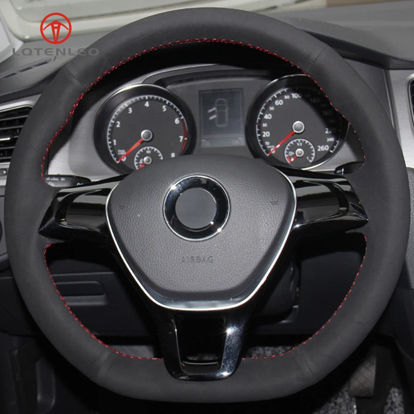 LQTENLEO черный замшевый чехол рулевого колеса автомобиля DIY для Volkswagen VW Golf 7 Mk7 New Polo