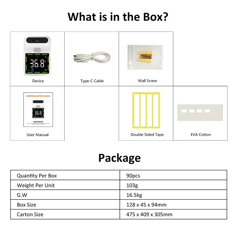 

Wall-Mounted Thermometer with Access Control Non-Contact K88 Automatic Temperature Measurement Alarm for Stores Offices Schools