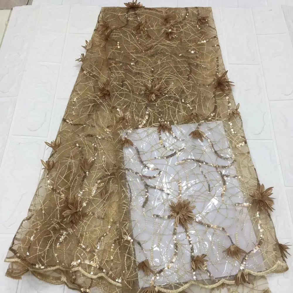 2020 кружевная ткань с блестками сетка африканская вышивка цвета шампанского