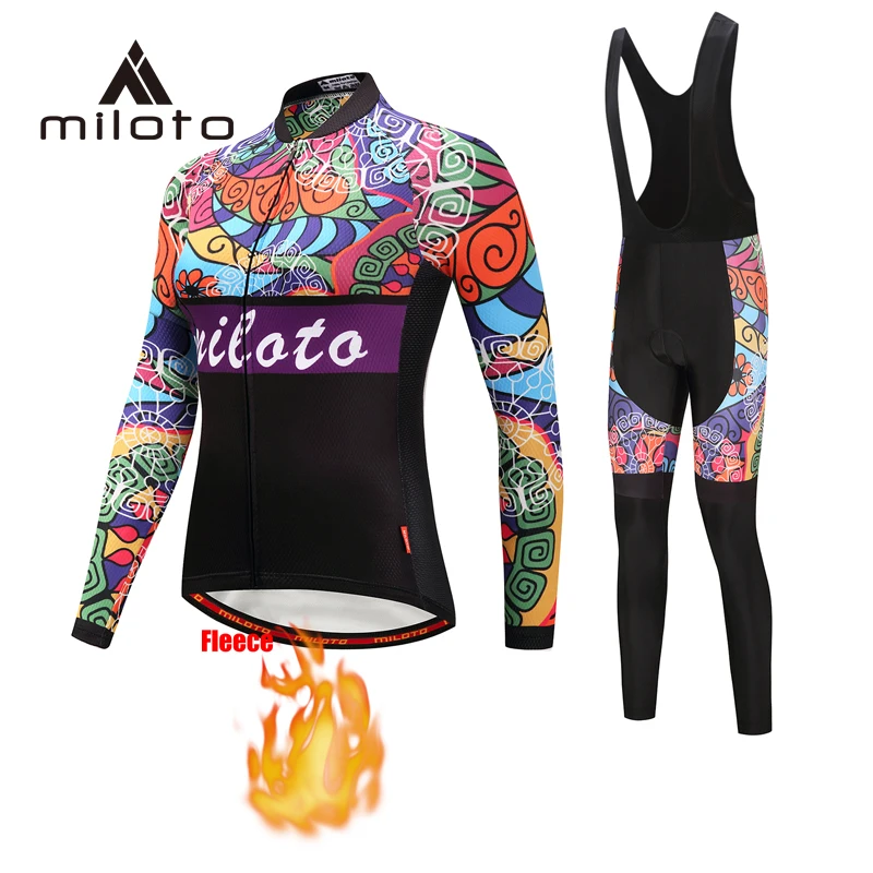 

Женская велосипедная одежда Miloto, комплект из куртки для горного велосипеда, зимний теплый флисовый комплект из Джерси, женская уличная одежда с длинным рукавом для езды на велосипеде