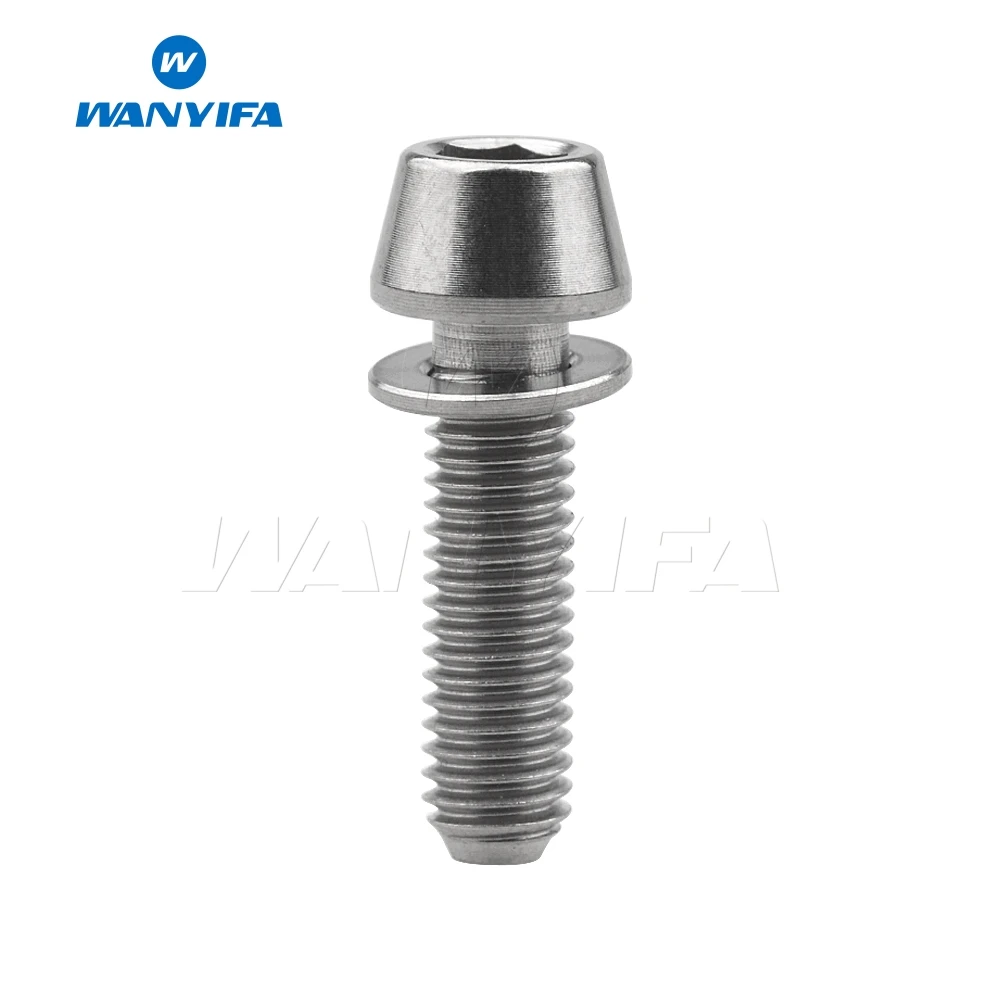 M5x18 Titanium Wanyifa M5x16mm M5x18mm M5x20mm коническая головка Винт С Титановым болтом с шайбой для руля велосипеда синий черный титан радуга золото - Цвет: M5x18 Titanium