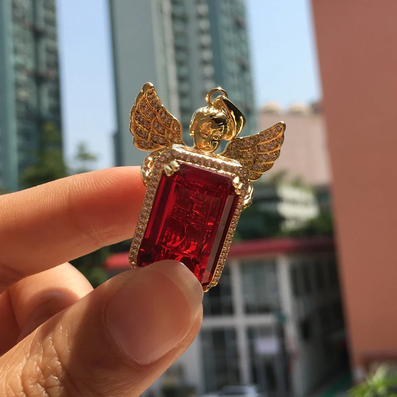 Ожерелье с кулоном из перьев и кубического циркония 18 стилей хип-хоп золотой цвет