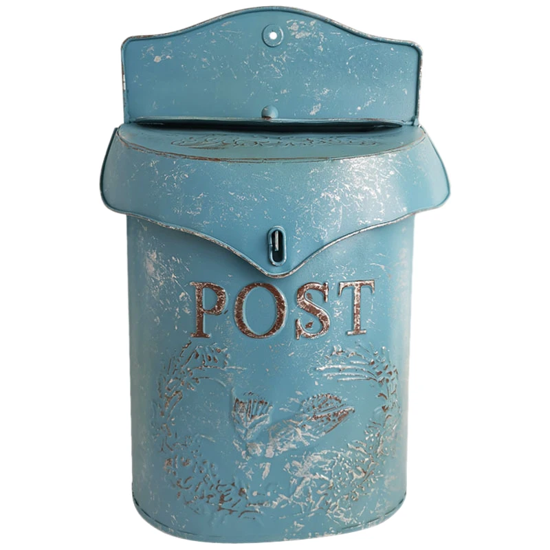 

Акция! Железный почтовый ящик в европейском стиле ретро синий почтовый ящик