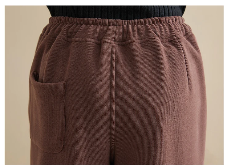 Winter New Trendy Warm Fleece Thick Oversize Loose Casual Trouser Women Solid Color Elastic Waist Versatile Premium Sweatpants