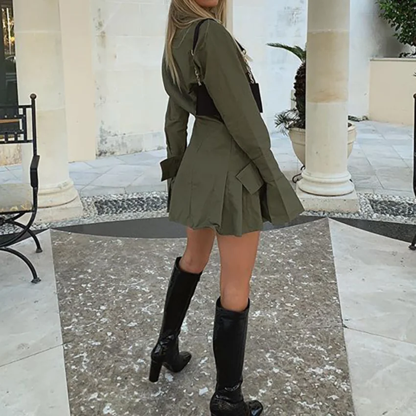 

2021 Korean Fashion White Shirt Dress Lapel Long Sleeve Bandage Women Sexy Mini A Line Office Autumn Casual Tunic Dresses Goth