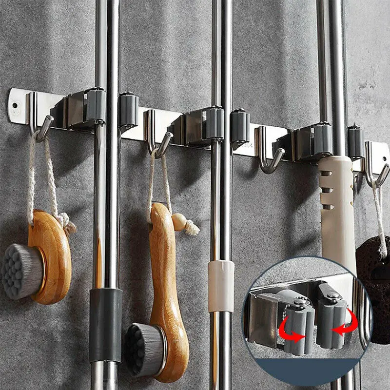 

1Pcs Adhesive Multi-Purpose Hooks Wall Mounted Mop Organizer Holder RackBrush Broom Hanger Hook Kitchen Bathroom Strong Hooks